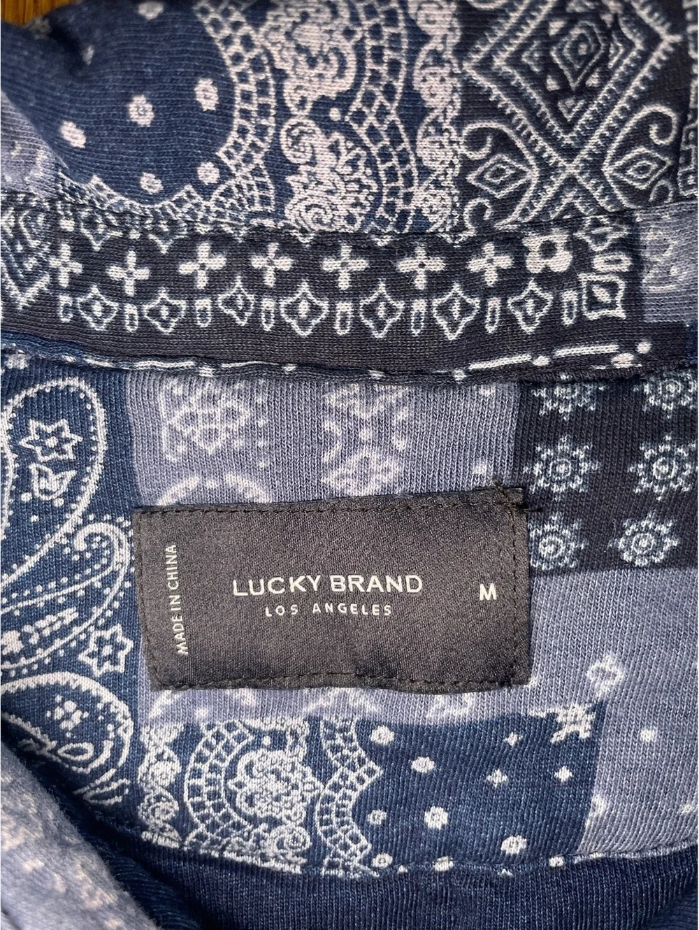 Lucky Brand Men’s Bandana Patchwork Shirt Jacket M Western Workwear Shacket